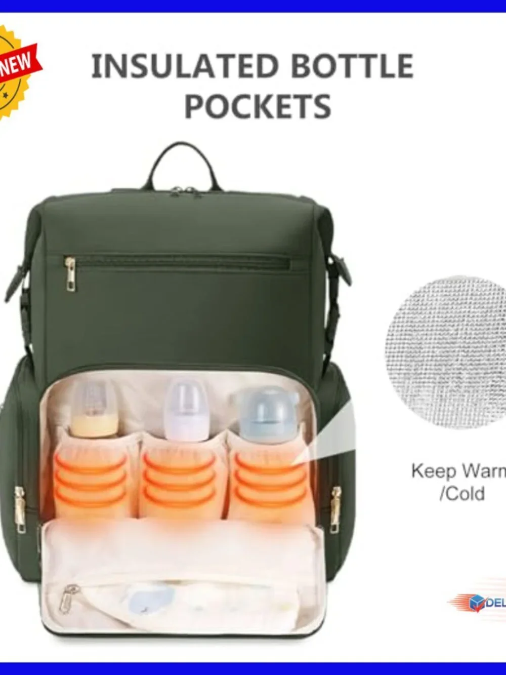 Large Neoprene Diaper Backpack with Insulated Pockets & Changing Pad